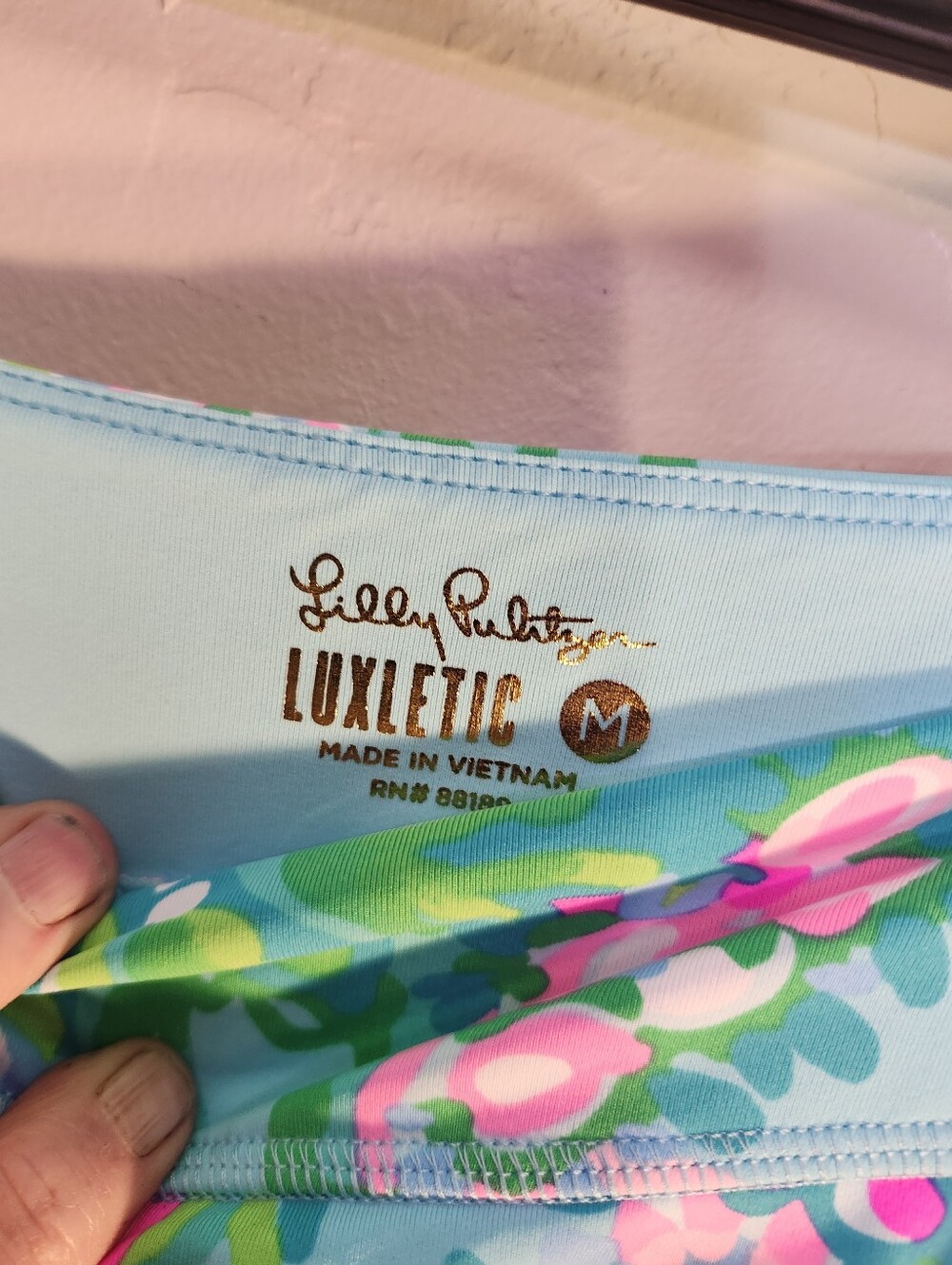 Lilly Pulitzer Aqua Floral Athletic Skort/swim Shorts with Pink & Green Accents - Picture 6 of 6